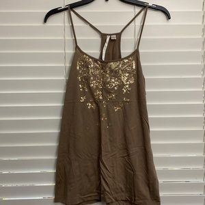 Lauren Conrad brown tank with gold details size small